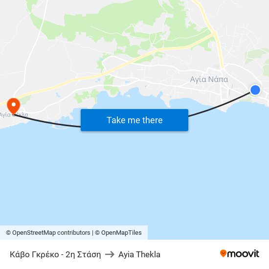 Κάβο Γκρέκο - 2η Στάση to Ayia Thekla map