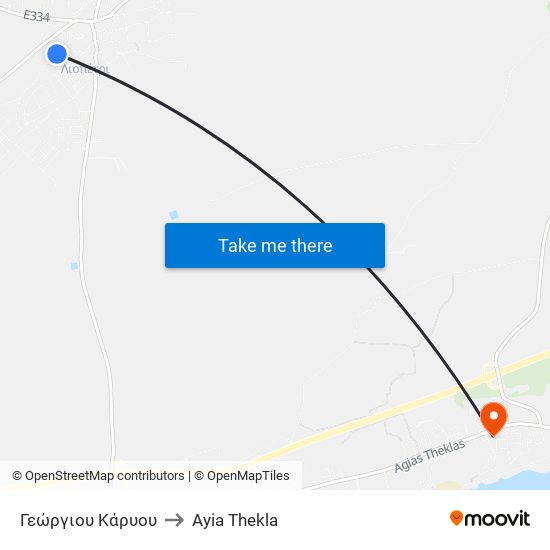 Γεώργιου Κάρυου to Ayia Thekla map