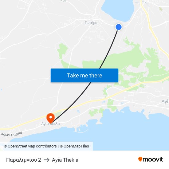 Παραλιμνίου 2 to Ayia Thekla map