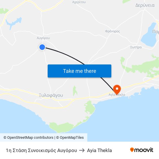 1η Στάση Συνοικισμός Αυγόρου to Ayia Thekla map