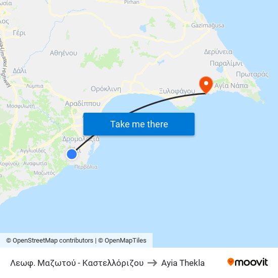 Λεωφ. Μαζωτού - Καστελλόριζου to Ayia Thekla map