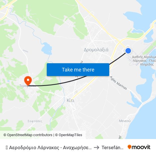 ✈ Αεροδρόμιο Λάρνακας - Αναχωρήσεις to Tersefánou map