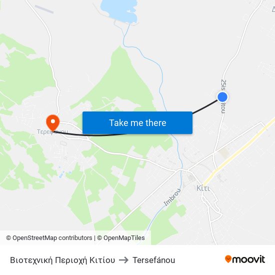 Βιοτεχνική Περιοχή Κιτίου to Tersefánou map
