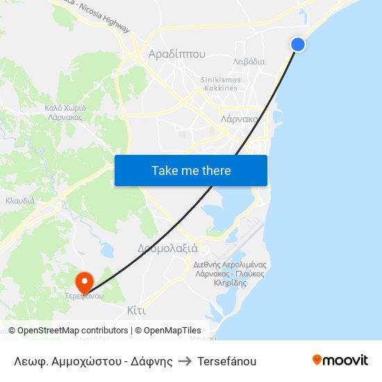 Λεωφ. Αμμοχώστου - Δάφνης to Tersefánou map