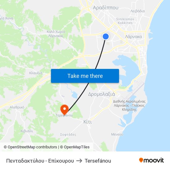 Πενταδακτύλου - Επίκουρου to Tersefánou map