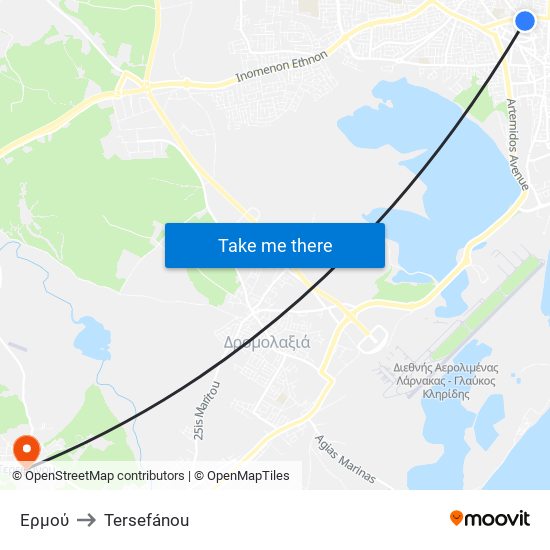 Ερμού to Tersefánou map