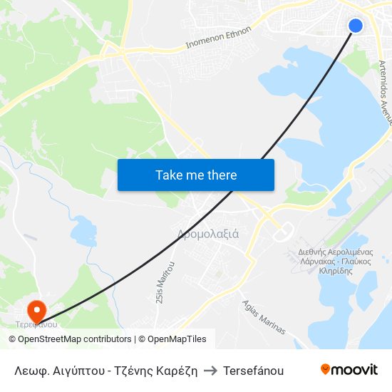 Λεωφ. Αιγύπτου - Τζένης Καρέζη to Tersefánou map