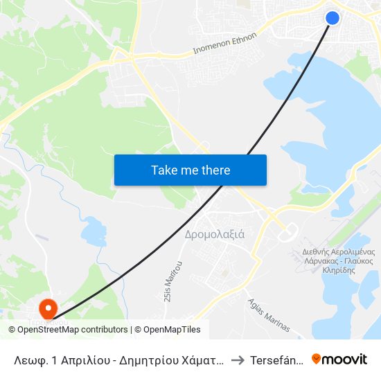 Λεωφ. 1 Απριλίου - Δημητρίου Χάματσου to Tersefánou map