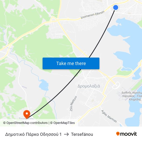 Δημοτικό Πάρκο Οδησσού 1 to Tersefánou map