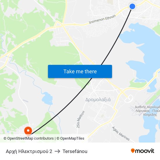 Αρχή Ηλεκτρισμού 2 to Tersefánou map
