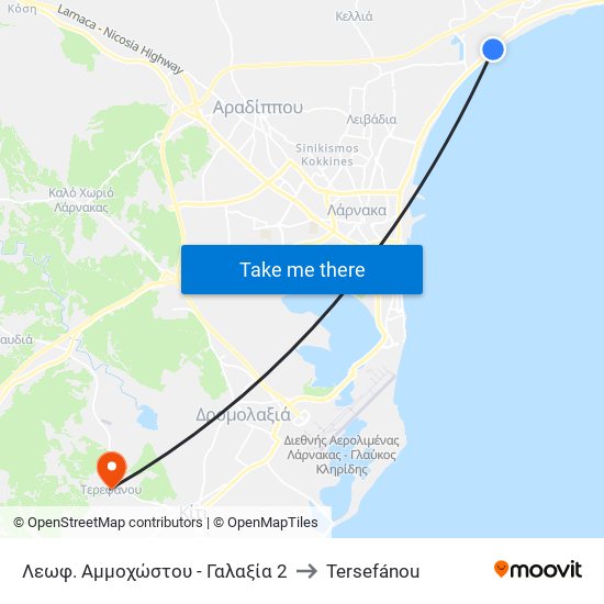 Λεωφ. Αμμοχώστου - Γαλαξία 2 to Tersefánou map