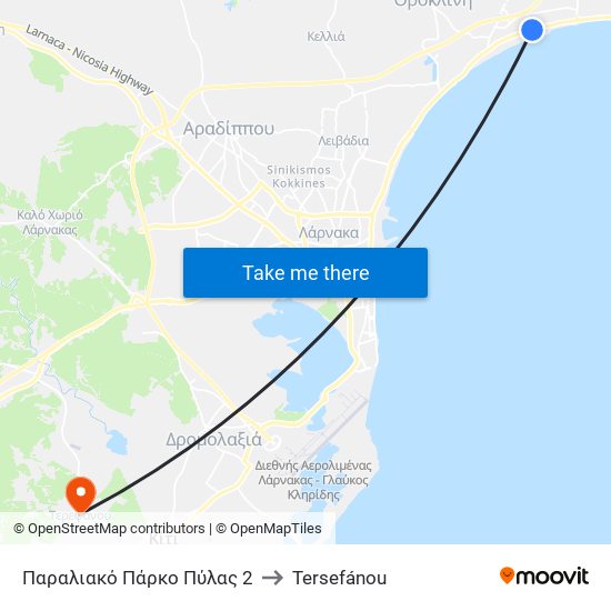 Παραλιακό Πάρκο Πύλας 2 to Tersefánou map