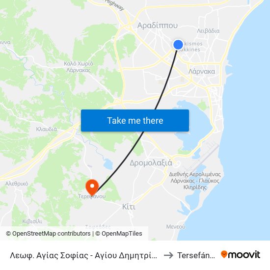 Λεωφ. Αγίας Σοφίας - Αγίου Δημητρίου 2 to Tersefánou map