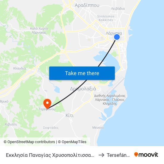 Εκκλησία Παναγίας Χρυσοπολίτισσας 1 to Tersefánou map