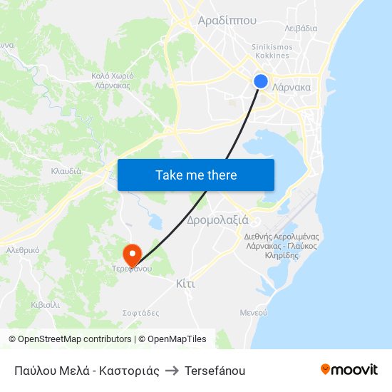 Παύλου Μελά - Καστοριάς to Tersefánou map