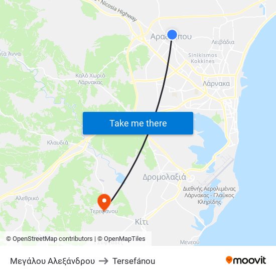 Μεγάλου Αλεξάνδρου to Tersefánou map