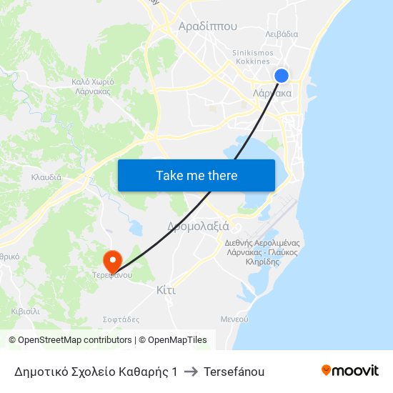 Δημοτικό Σχολείο Καθαρής 1 to Tersefánou map