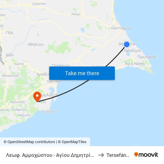 Λεωφ. Αμμοχώστου - Αγίου Δημητρίου to Tersefánou map