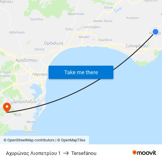 Αχυρώνας Λιοπετρίου 1 to Tersefánou map