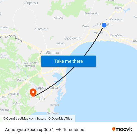 Δημαρχείο Ξυλοτύμβου 1 to Tersefánou map