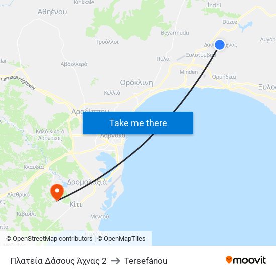Πλατεία Δάσους Άχνας 2 to Tersefánou map