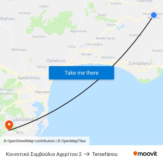 Κοινοτικό Συμβούλιο Αχερίτου 2 to Tersefánou map