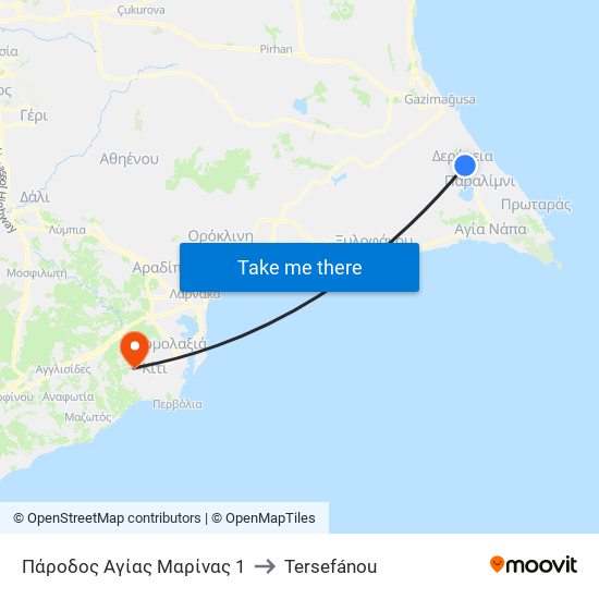 Πάροδος Αγίας Μαρίνας 1 to Tersefánou map
