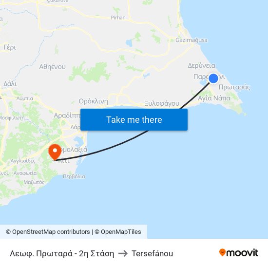Λεωφ. Πρωταρά - 2η Στάση to Tersefánou map