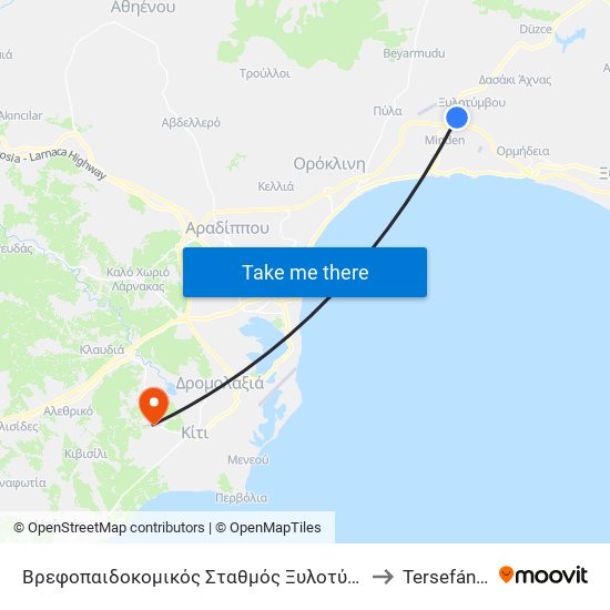 Βρεφοπαιδοκομικός Σταθμός Ξυλοτύμβου to Tersefánou map