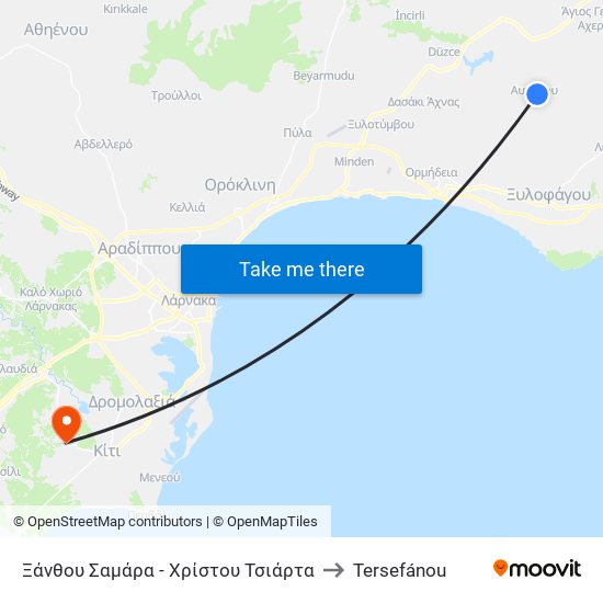 Ξάνθου Σαμάρα - Χρίστου Τσιάρτα to Tersefánou map