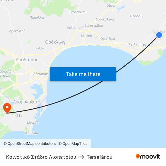 Κοινοτικό Στάδιο Λιοπετρίου to Tersefánou map