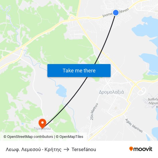 Λεωφ. Λεμεσού - Κρήτης to Tersefánou map