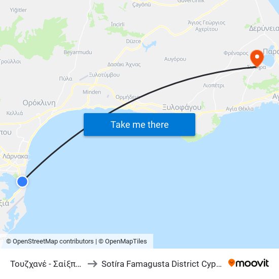 Τουζχανέ - Σαίξπηρ to Sotíra Famagusta District Cyprus map