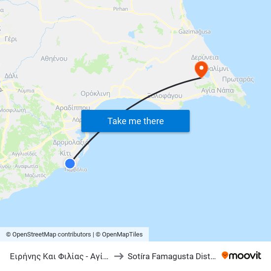 Ειρήνης Και Φιλίας - Αγίου Φίλωνος to Sotíra Famagusta District Cyprus map