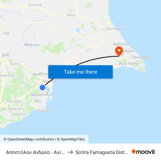 Αποστόλου Ανδρέα - Αγίας Τριάδος to Sotíra Famagusta District Cyprus map