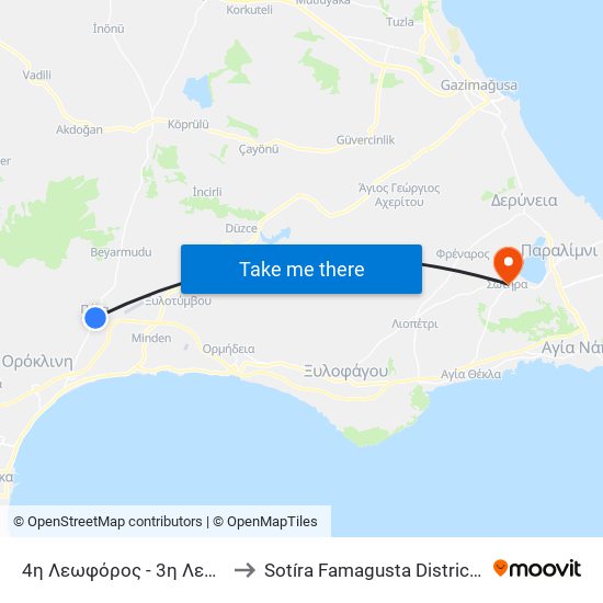 4η Λεωφόρος - 3η Λεωφόρος to Sotíra Famagusta District Cyprus map