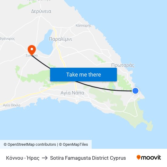 Κόννου - Ήρας to Sotíra Famagusta District Cyprus map