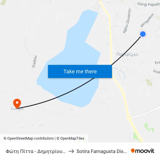Φώτη Πίττα - Δημητρίου Χάματσου 2 to Sotíra Famagusta District Cyprus map