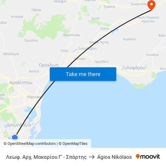 Λεωφ. Αρχ. Μακαρίου Γ' - Σπάρτης to Ágios Nikólaos map
