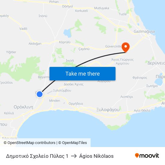 Δημοτικό Σχολείο Πύλας 1 to Ágios Nikólaos map