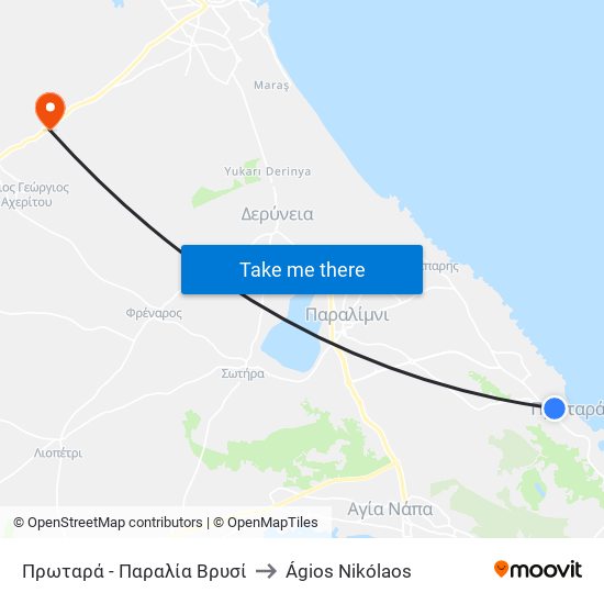 Πρωταρά - Παραλία Βρυσί to Ágios Nikólaos map