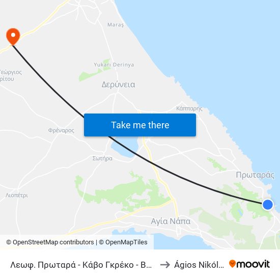 Λεωφ. Πρωταρά - Κάβο Γκρέκο - Βυζακιάς to Ágios Nikólaos map