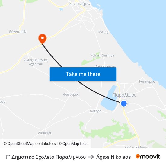 Γ´ Δημοτικό Σχολείο Παραλιμνίου to Ágios Nikólaos map