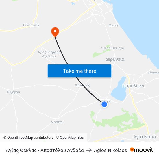 Αγίας Θέκλας - Αποστόλου Ανδρέα to Ágios Nikólaos map