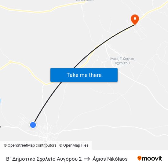 Β´ Δημοτικό Σχολείο Αυγόρου 2 to Ágios Nikólaos map