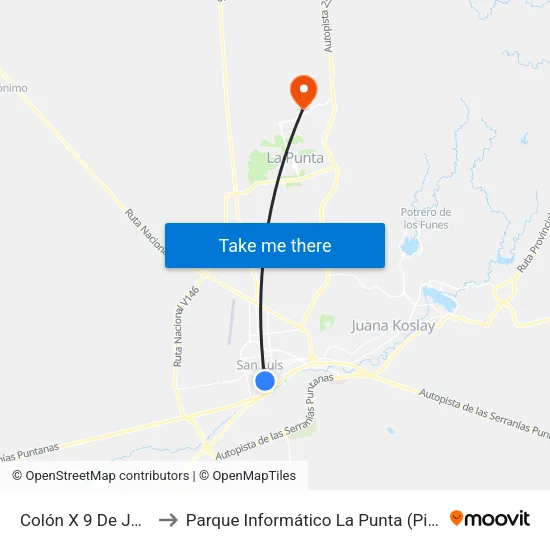 Colón X 9 De Julio to Parque Informático La Punta (Pilp I) map