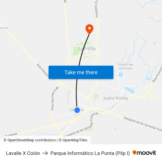 Lavalle X Colón to Parque Informático La Punta (Pilp I) map
