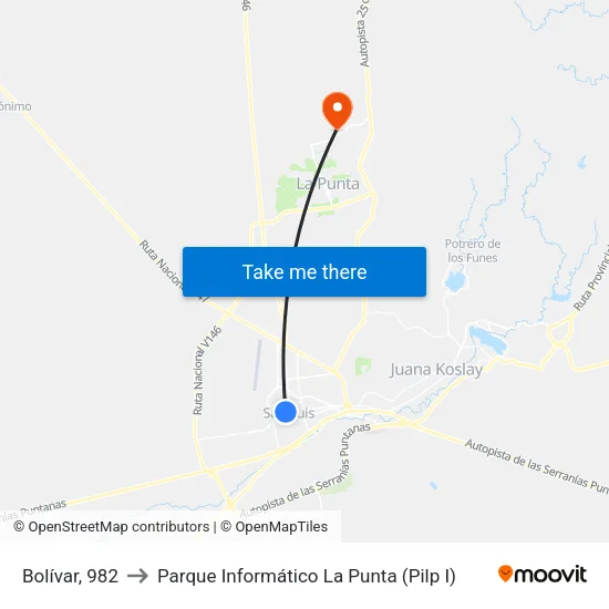 Bolívar, 982 to Parque Informático La Punta (Pilp I) map