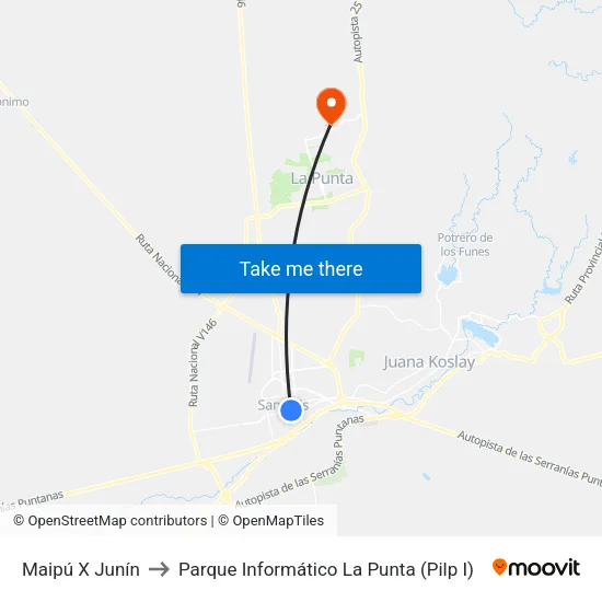 Maipú X Junín to Parque Informático La Punta (Pilp I) map