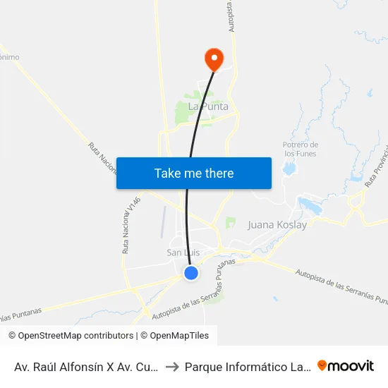 Av. Raúl Alfonsín X Av. IV Centenario to Parque Informático La Punta (Pilp I) map